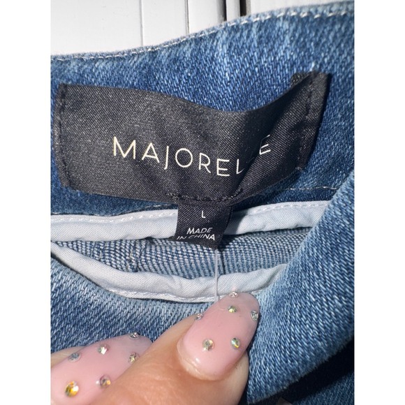 Majorelle Women's Denim Floral Maxi Skirt Unique Mermaid Style Size L - Picture 8 of 9